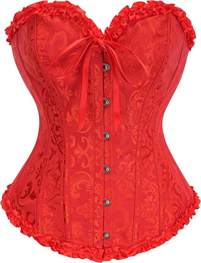 SZIVYSHI Corset, Bustier Shapewear, Colour: Red, Size: Small