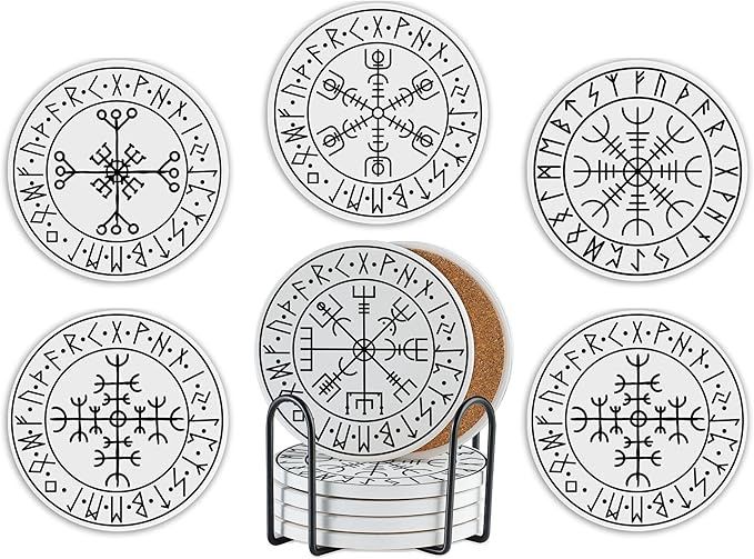 Onebttl Viking Gifts: Rune Coaster Set