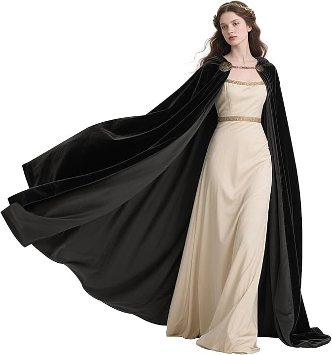 Viking Hooded Cape/Renaissance Cloak with Chain Clasp