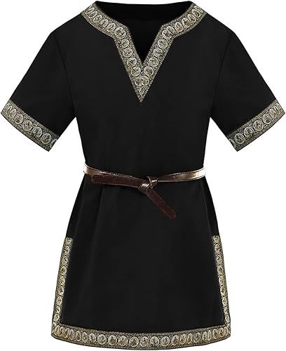 Kids Medieval Tunic, Size: 5-7, Colour: Black