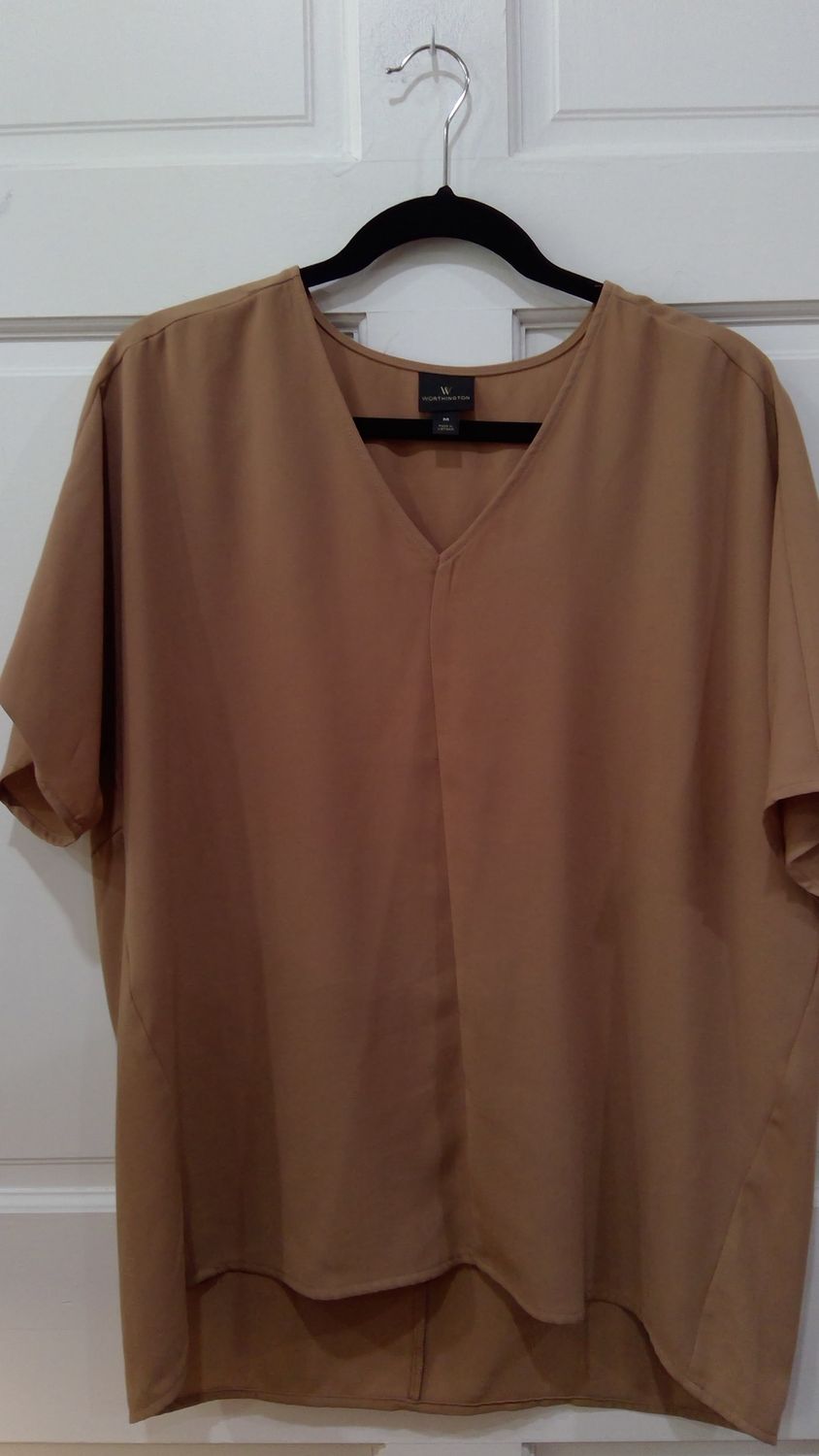 Worthington Beige Criss Cross Blouse Size m