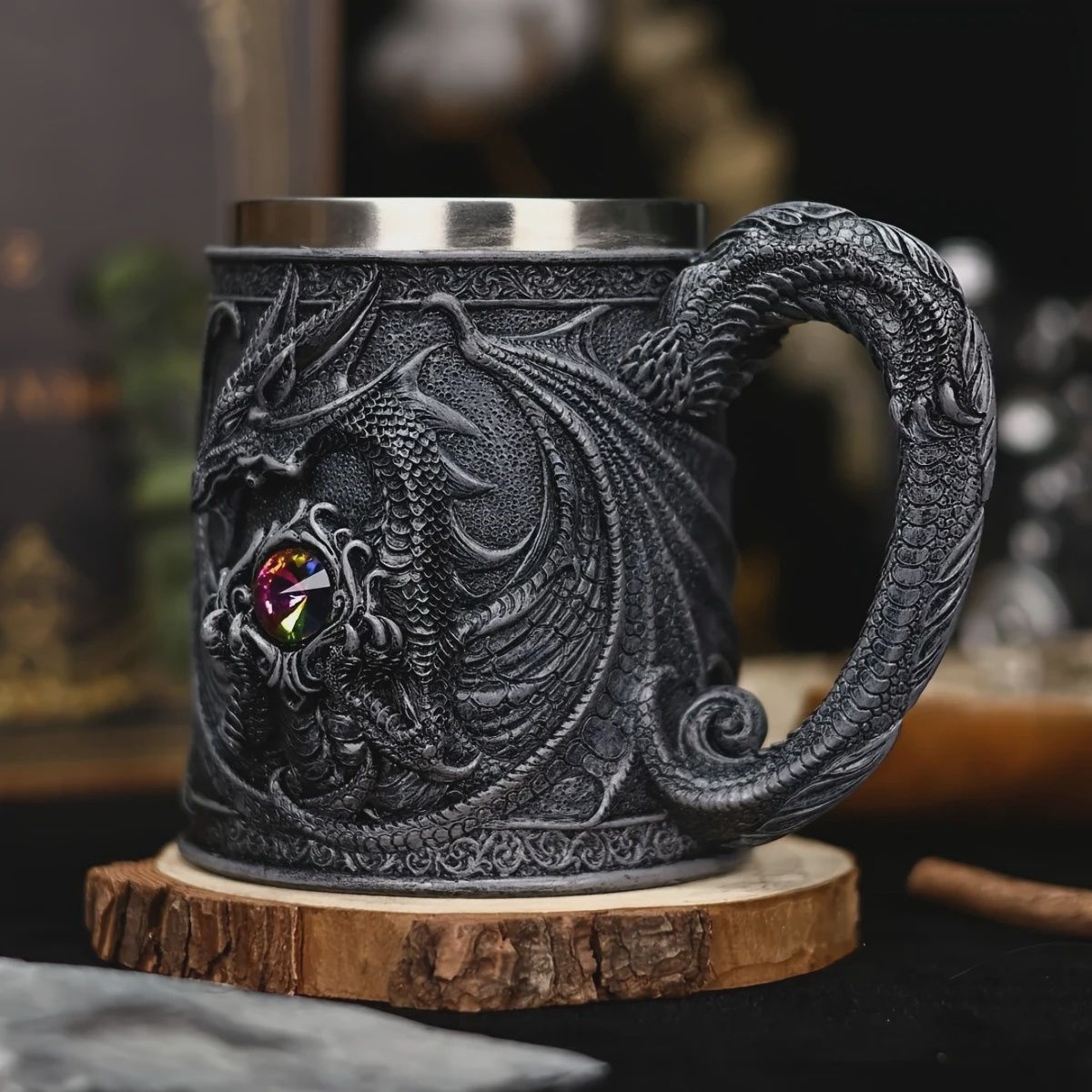 Dragon Mug with Jewel, Colour: Black