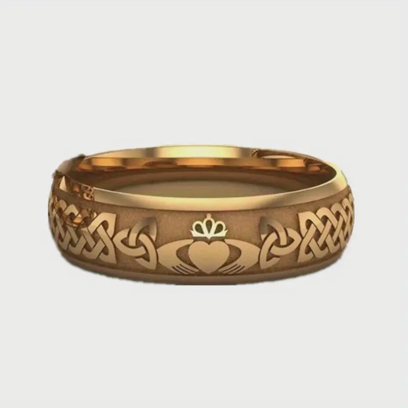 Retro Heart-Shaped Crown Pattern Couple Rings Proposal Commitment Rings Size 8