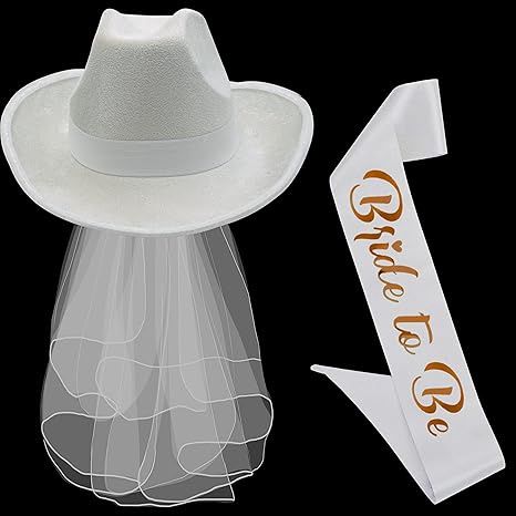 Wedding cowgirl hat with sash