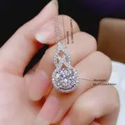 Silvery 3-carat Moissanite Droplet Shaped Pendant Necklace