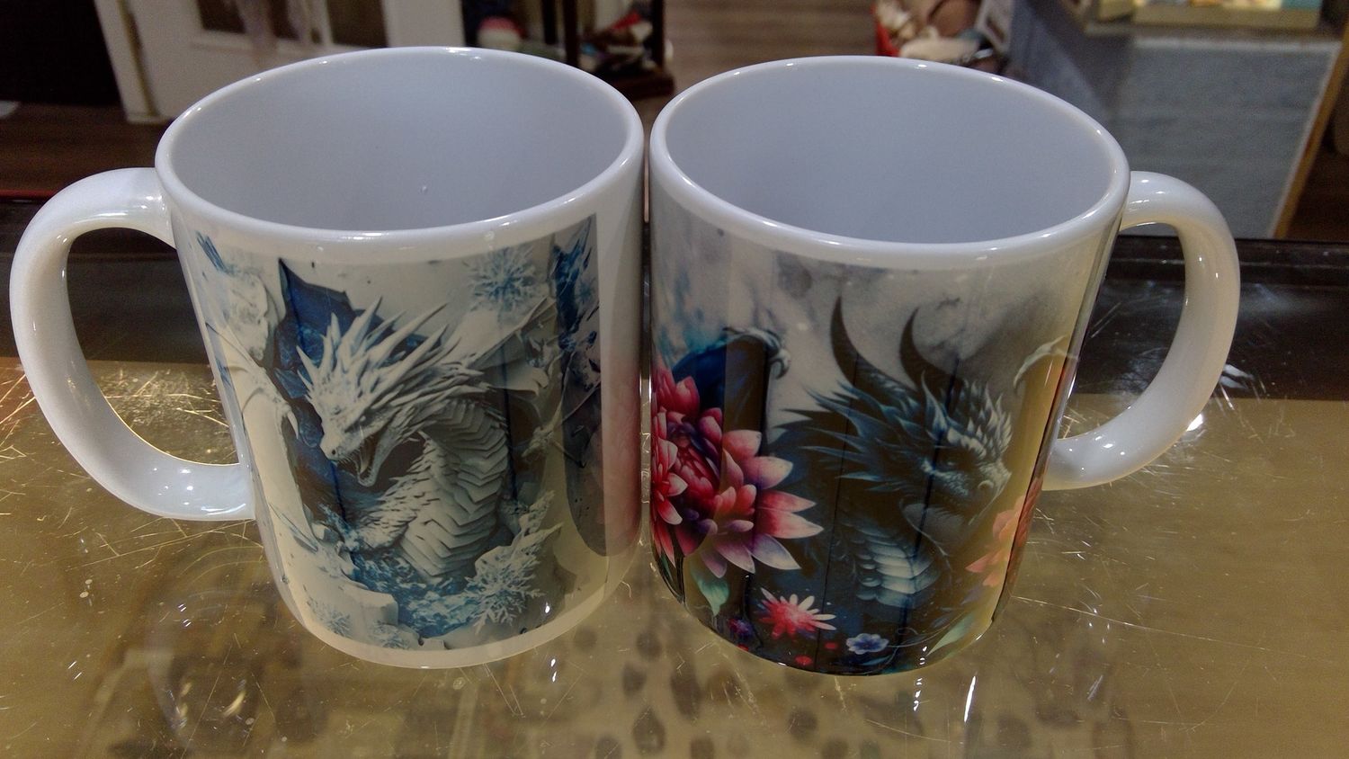 His and Her Blue Dragon Mug Set