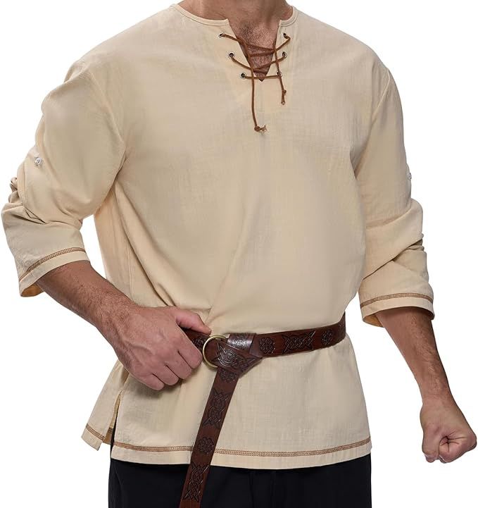 Men&#39;s Renaissance Beach Shirt, Colour: Beige, Size: X-Large