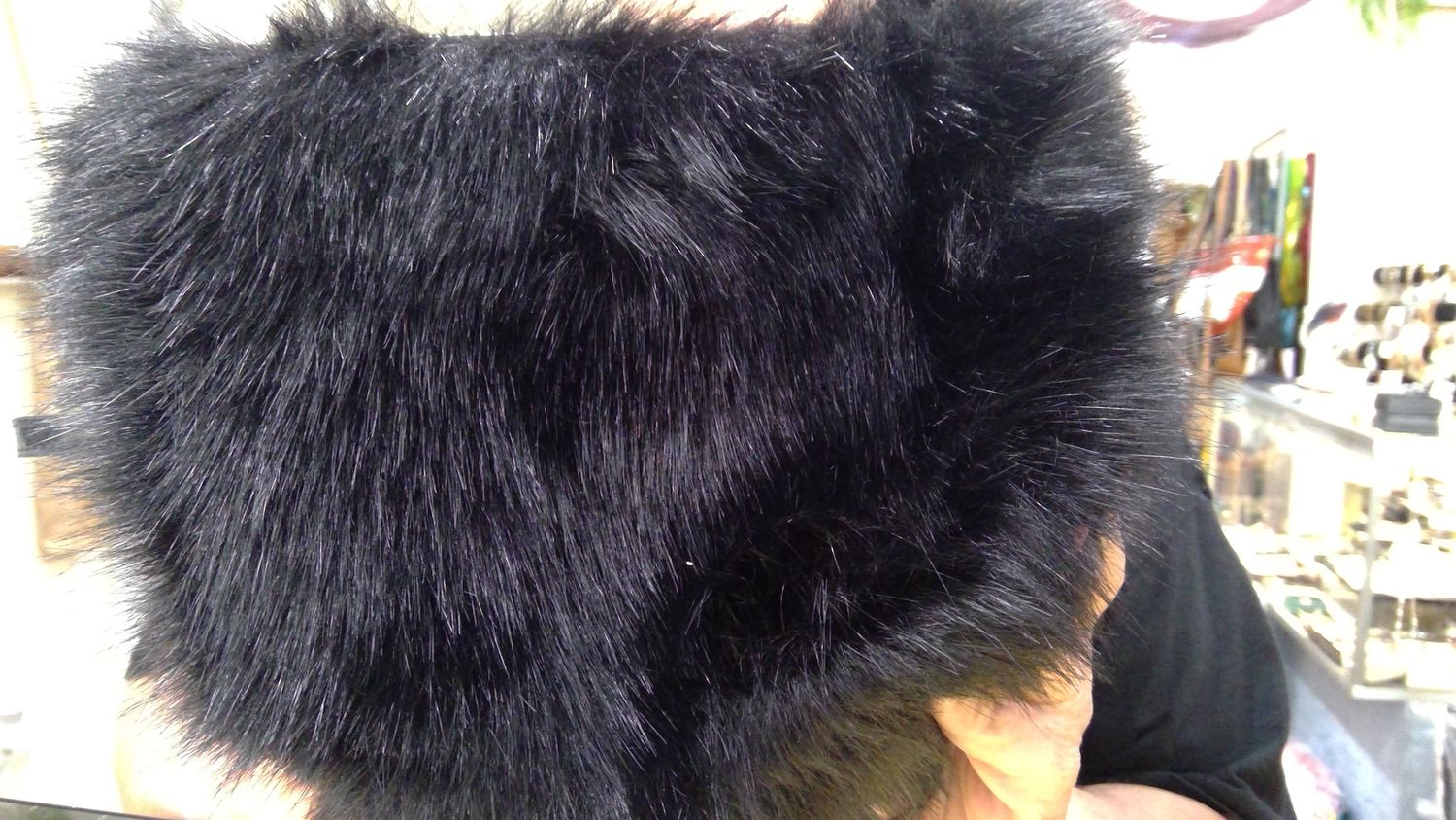 FUR CROSSBODY PURSE BLACK