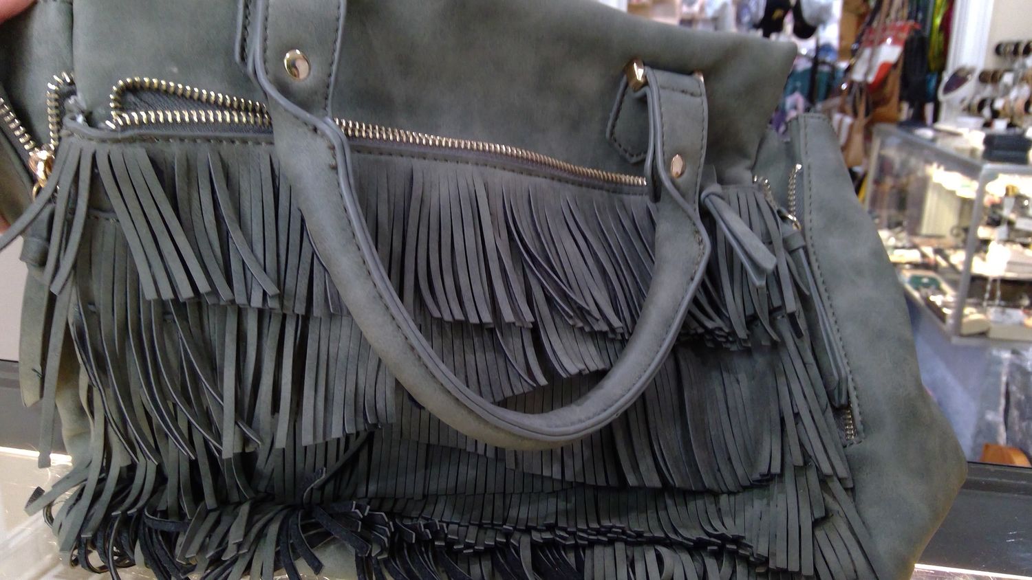 OLIVE BOHO SUEDE PURSE