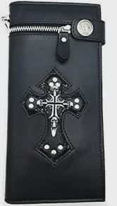 punkman2000 Men&#39;s Punk Skulls Cross Zipper Wallet