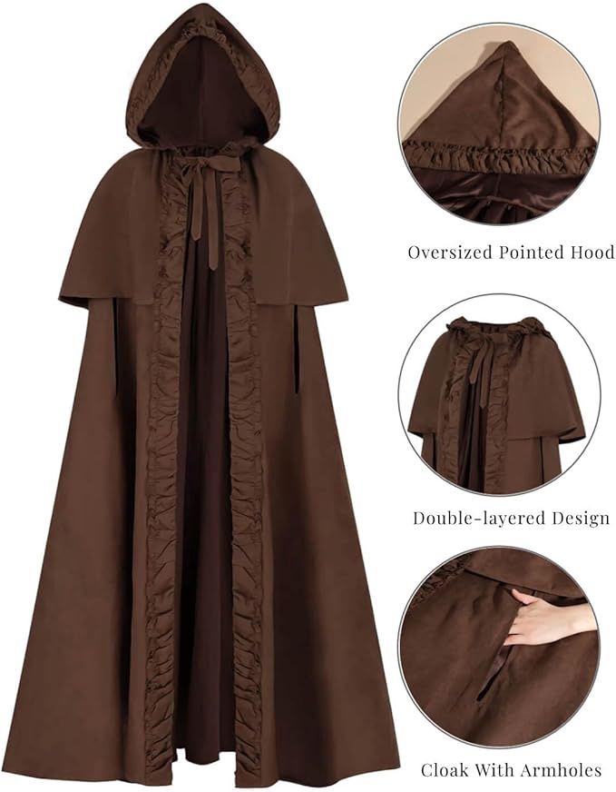 Renaissance Women&#39;s Armhole Cloak with Hood