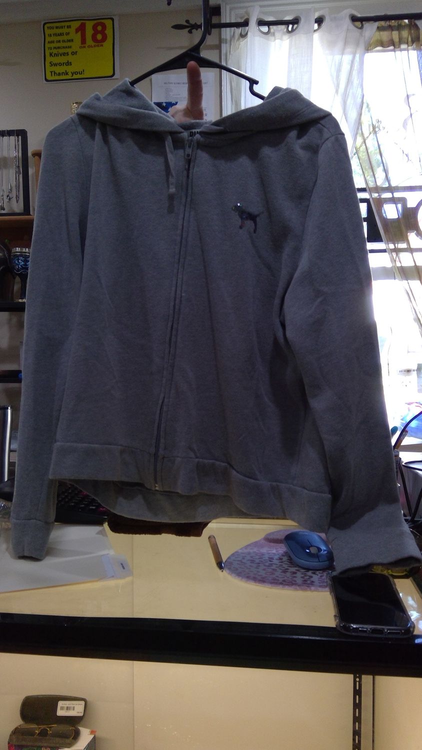Pink Hoodie Gray Size Large