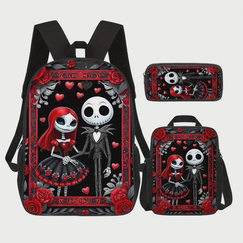 Jack Skellington &amp; Sally Gothic Backpack Set, 3pcs