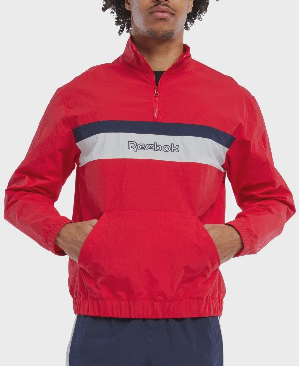 Reebok Men&#39;s Classic Fit Quarter Zip Sweatshirt Red Size XL