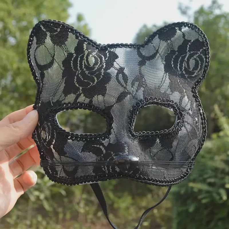 Black Lace Cat Mask Half Face