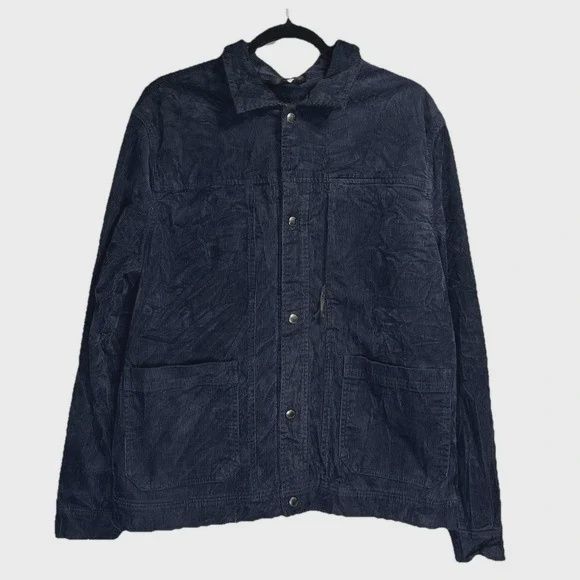 Banana Republic Jacket Men&#39;s Large Navy Corduroy Barn Chore Trucker Pockets