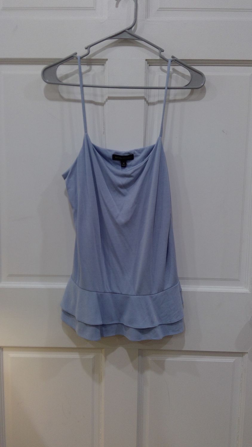 Banana Republic Size Medium Spaghetti Strap Top With Ruffle At The Bottom Light Blue