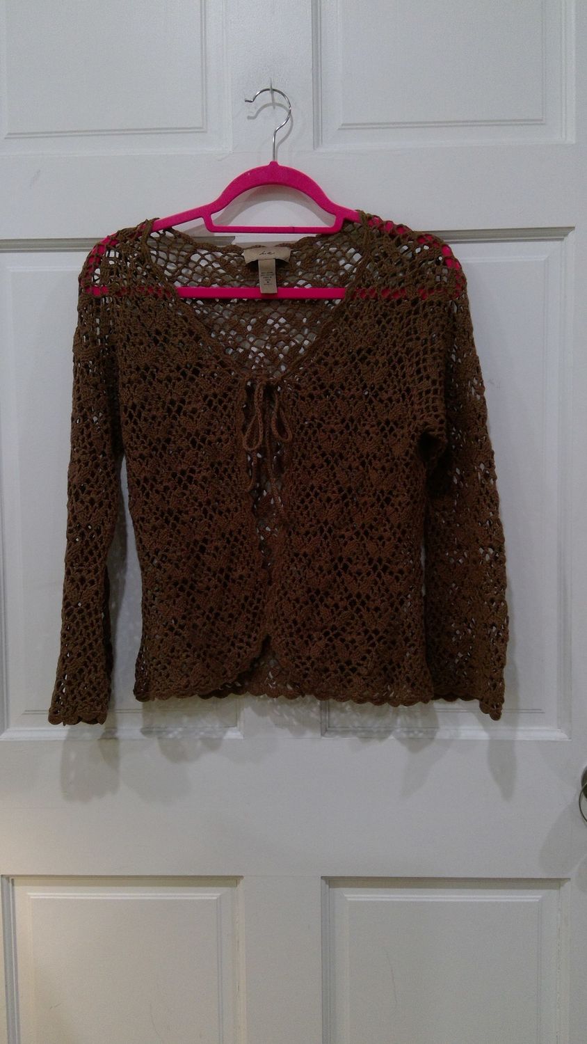 INE brown crocheted sweater size medium