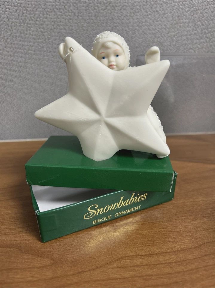 SNOWBABIES #7990 &quot;STAR BRIGHT&quot; WHITE BISQUE ORNAMENT RETIRED NEW IN BOX