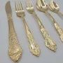 50 Piece National Stainless Japan Vintage Gold Floral Flatware