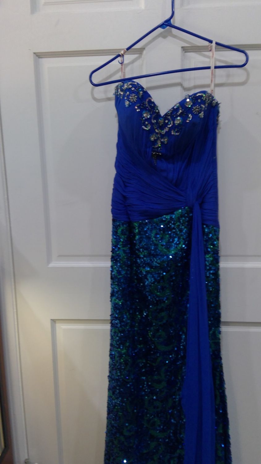 Kiss Kiss Formal Dress Blue With Sequins Size 8