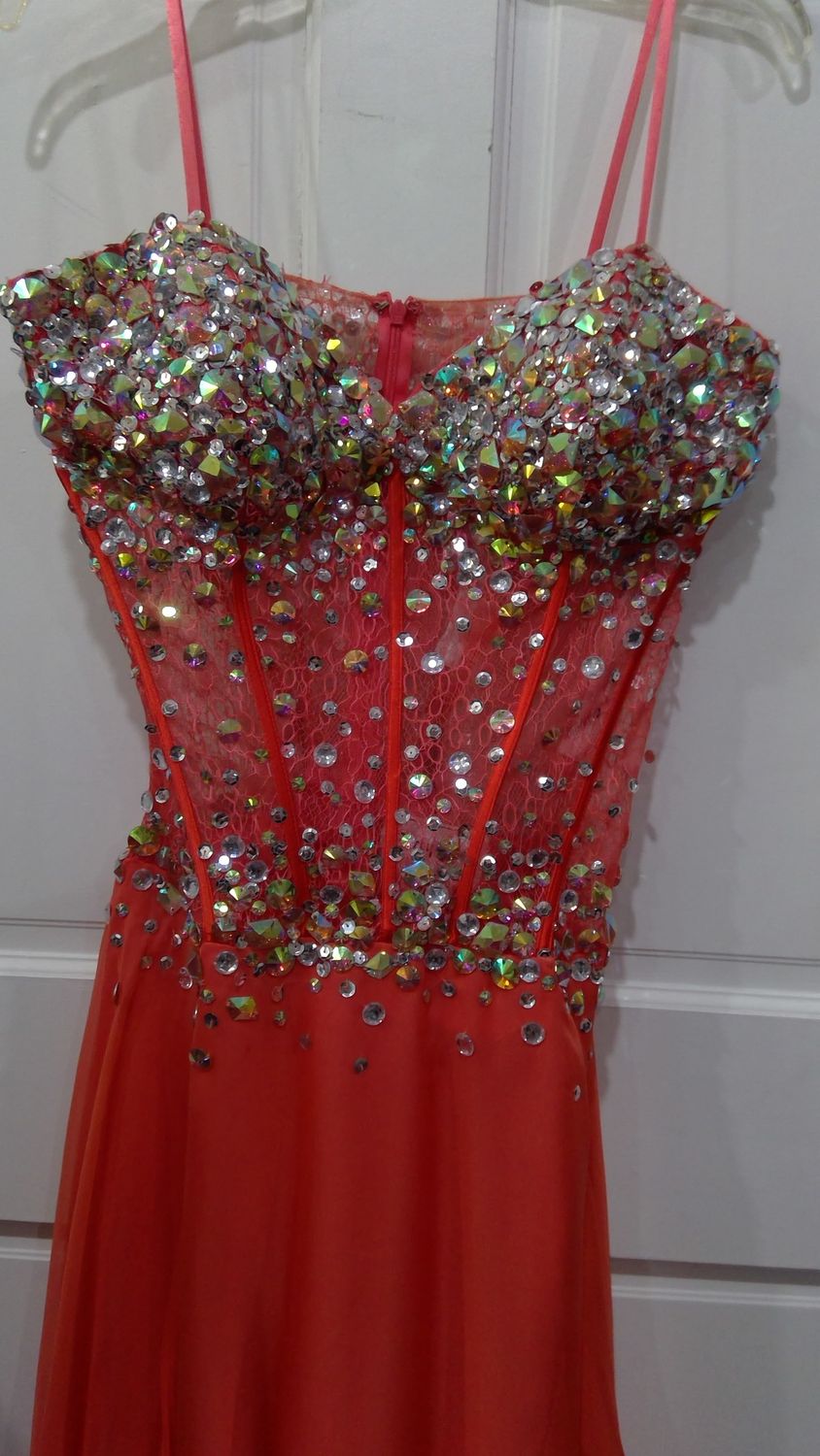 Party Time Peach Jeweled Prom Long Dress Size 20