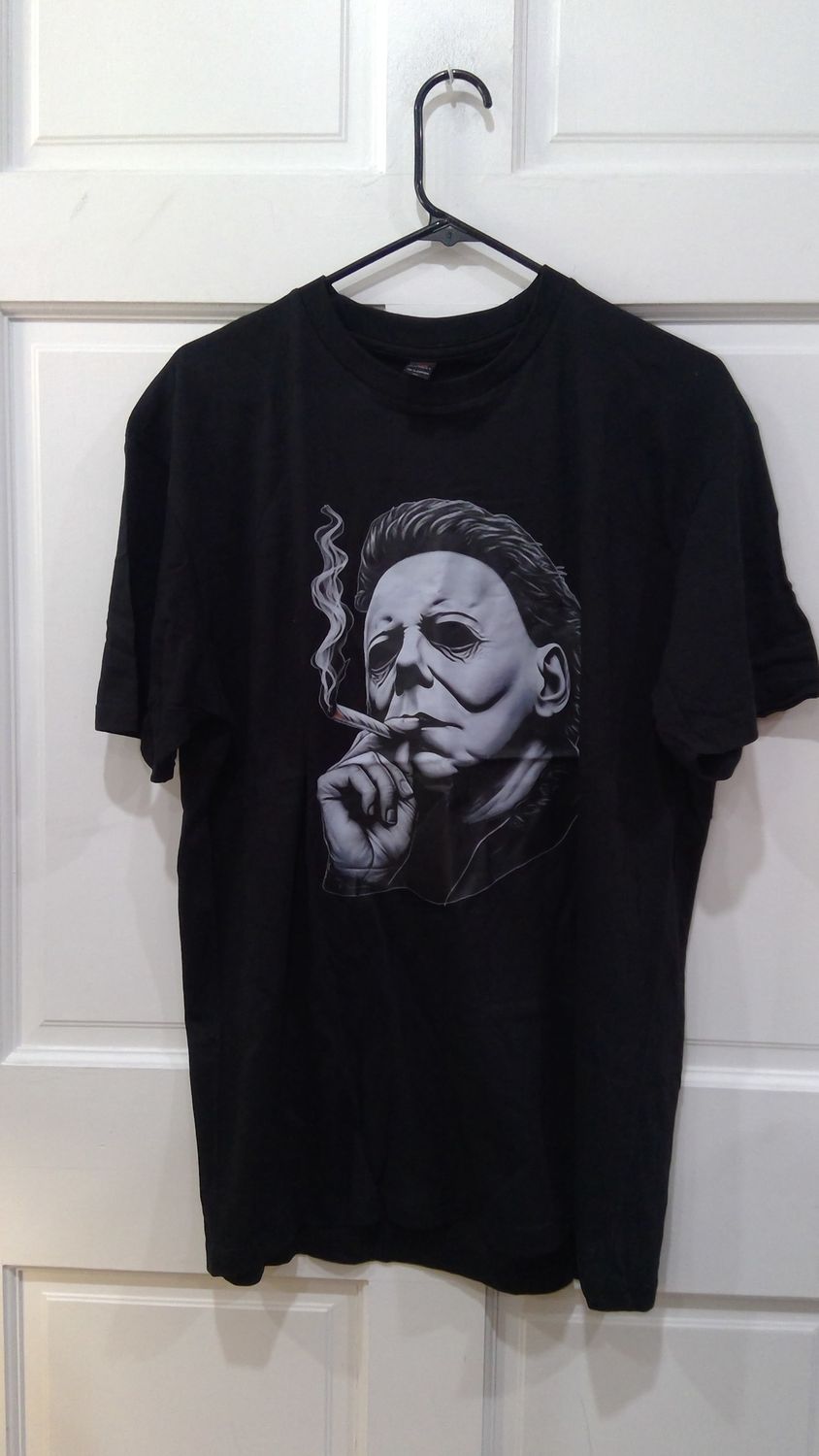 Michael Myers Black Shirt Smoking  Size xl
