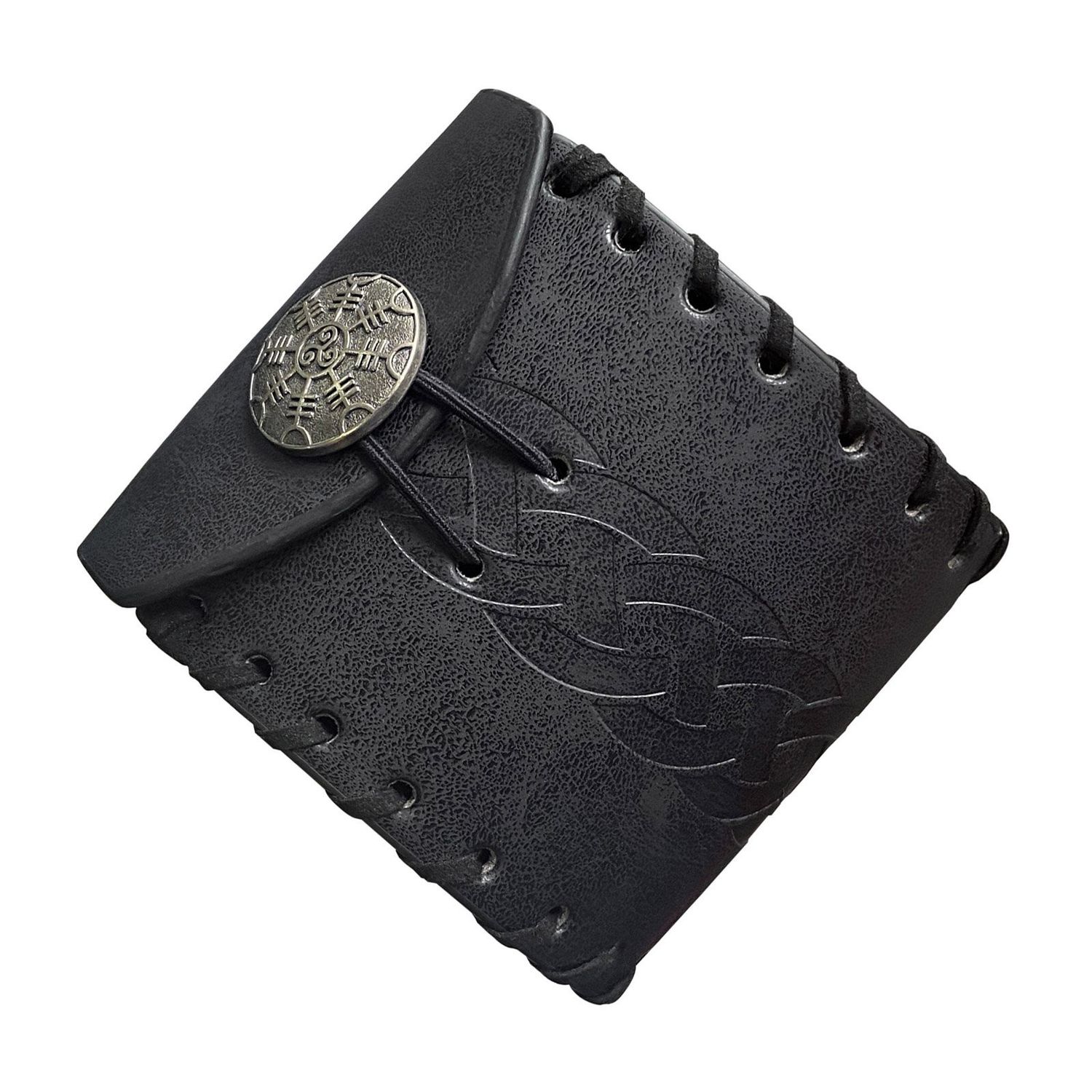 Hiifeuer Medieval Faux Leather Coin Pouch, Colour: Black