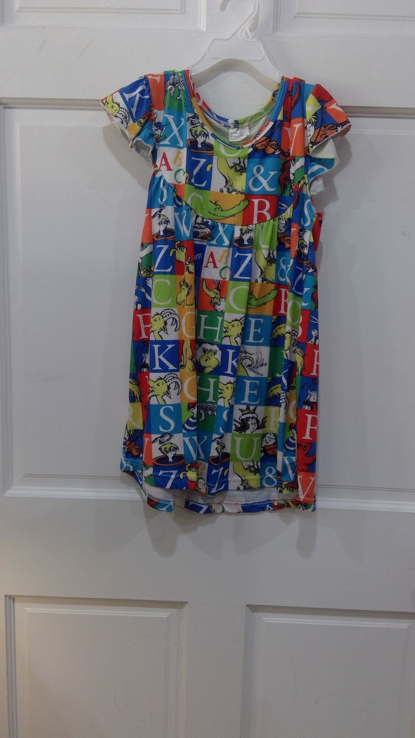 DR SEUSS ALPHABET ABC GIRLS SLEEVLESS DRESS BACK TO SCHOOL SIZE XXL