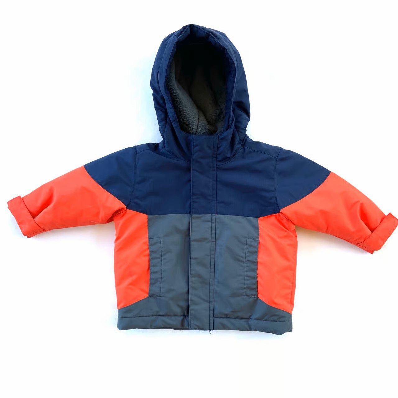 The Children’s Place Hooded Jacket Blue\Grey\Orange - Size 2T