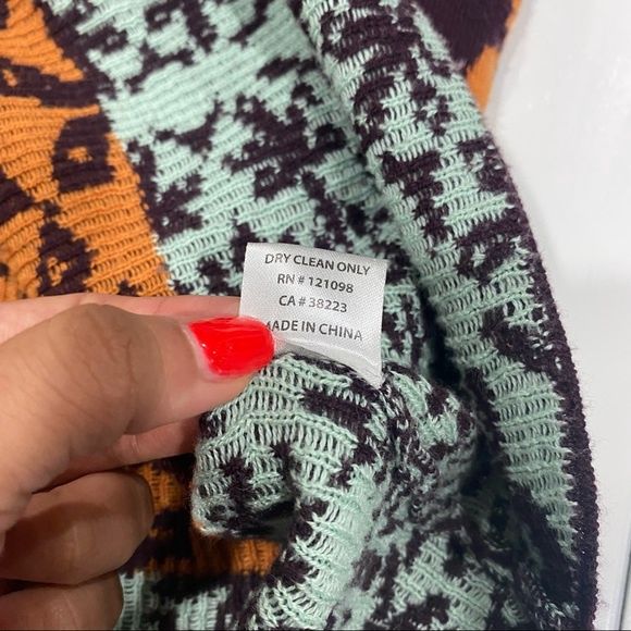 Gypsy  Global Village Dress Orange and teal Design Size Med