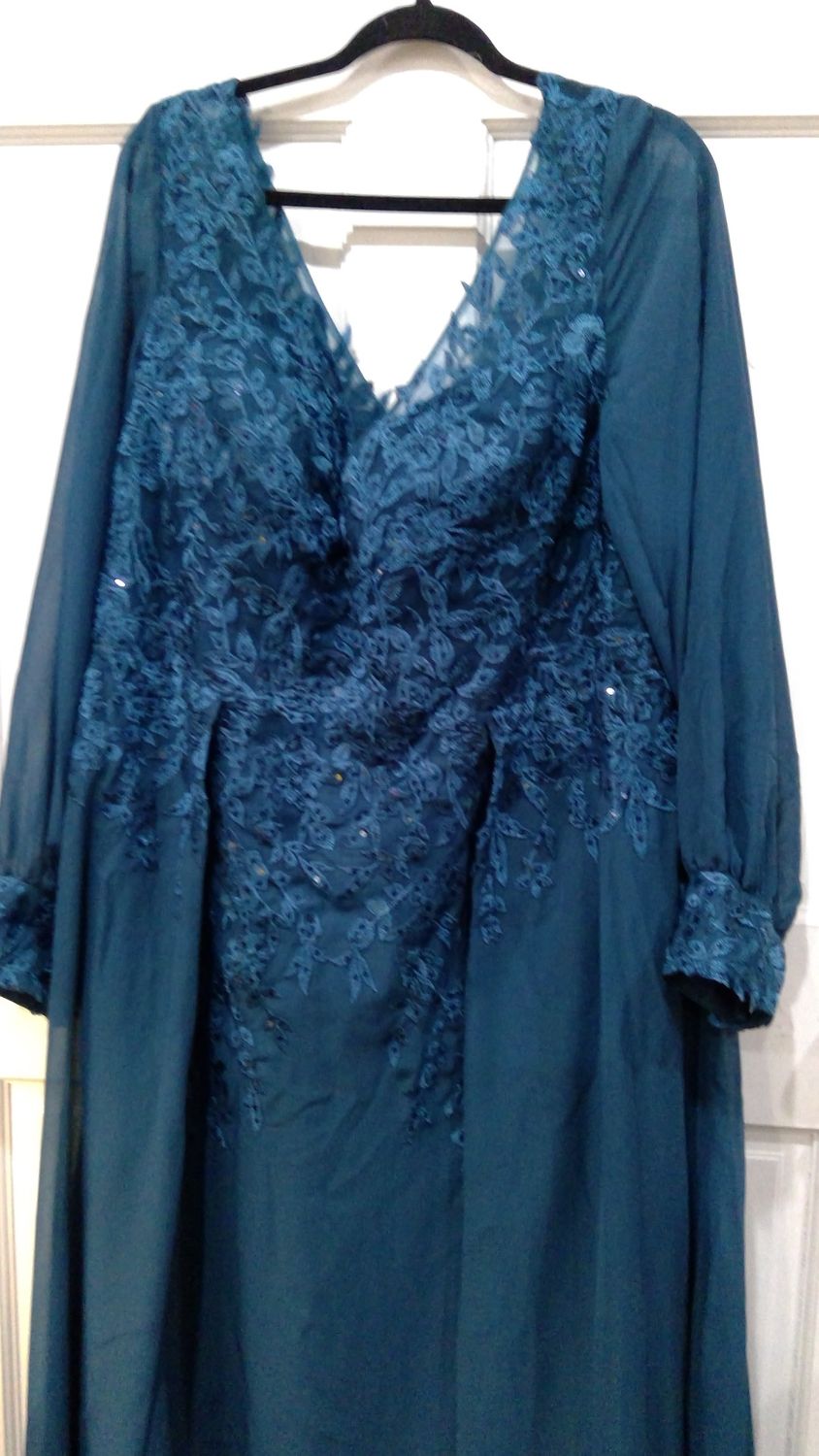 JJ S House Ink Blue Elegant Flower Sequence Dress Size 20