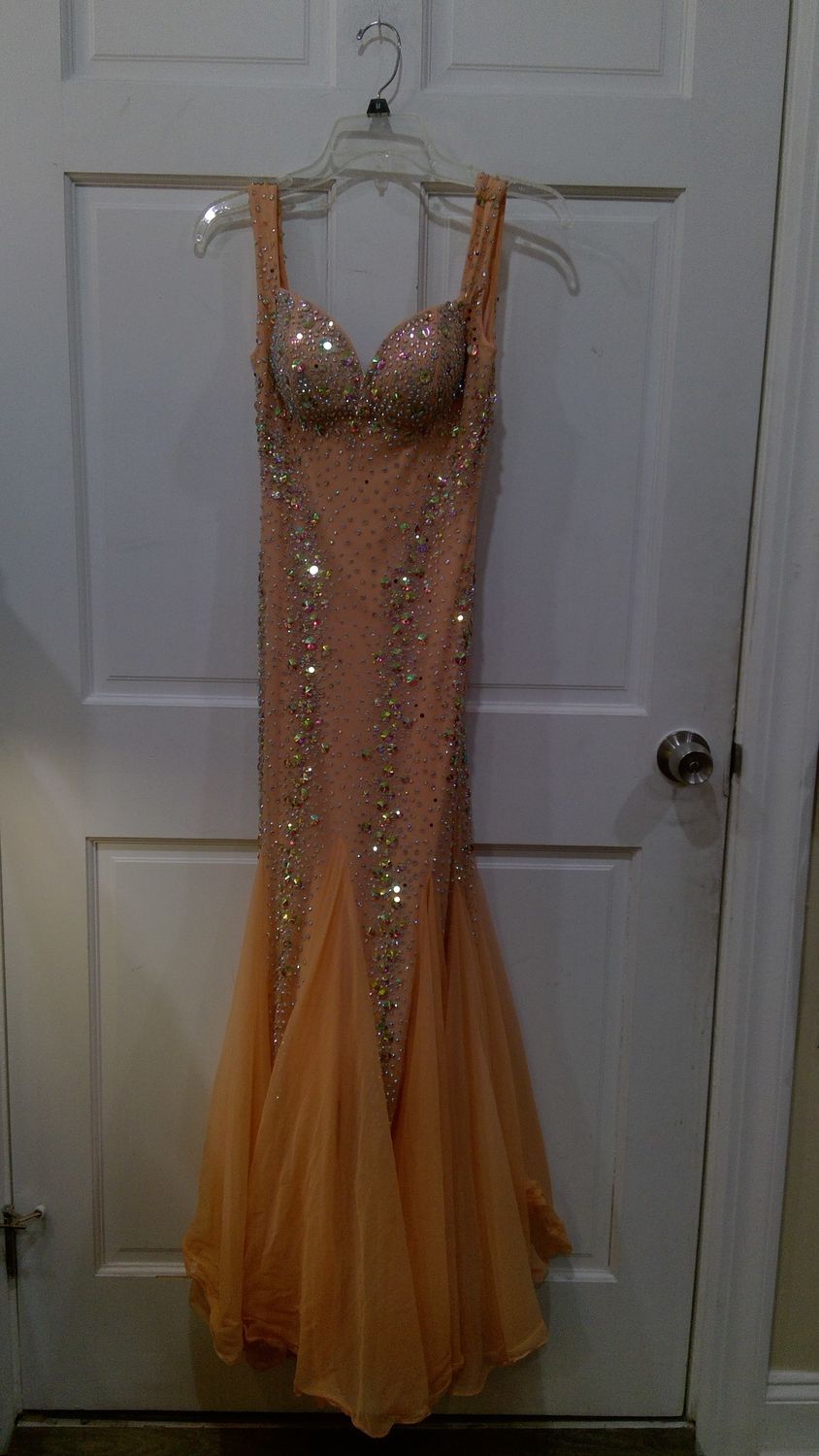 Blush Prom Peach With Sequins Size 2