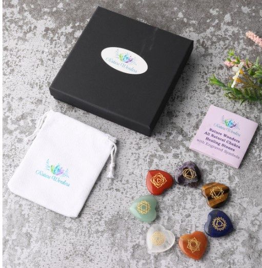 Nature Wounders 7 Chakra Heart Stone Set For Healing