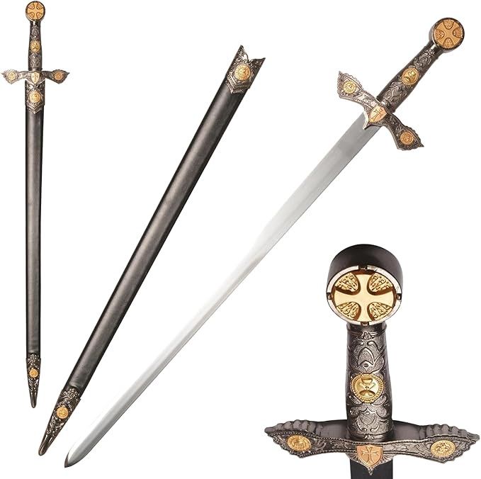 Stainless Steel Medieval Cross Crusader Knight Templar Sword