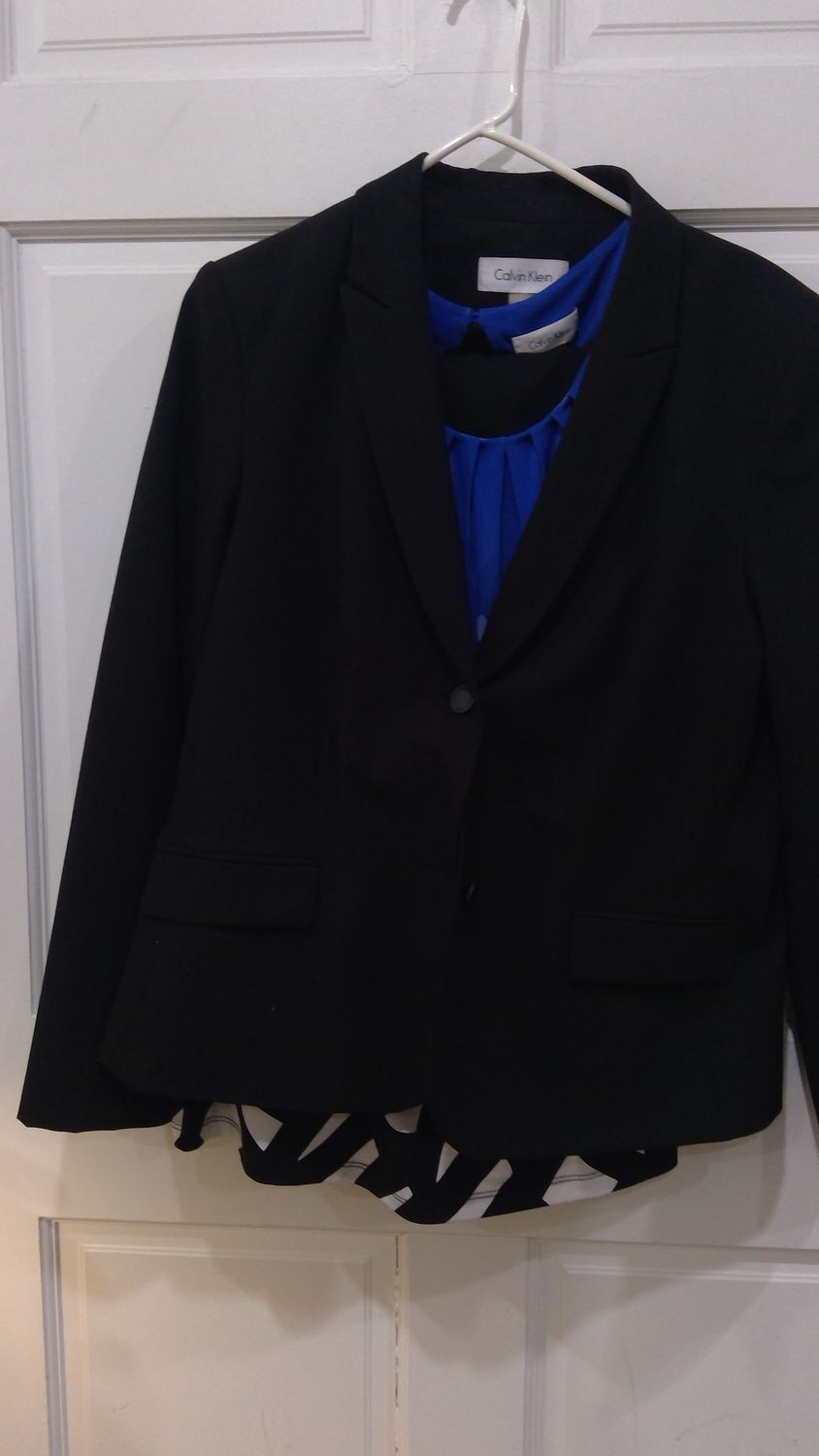 Calvin Klein Black Suit With Blue Top Size 16