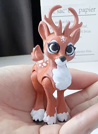 3D Printed Plaid Deer Model with Movable Joints