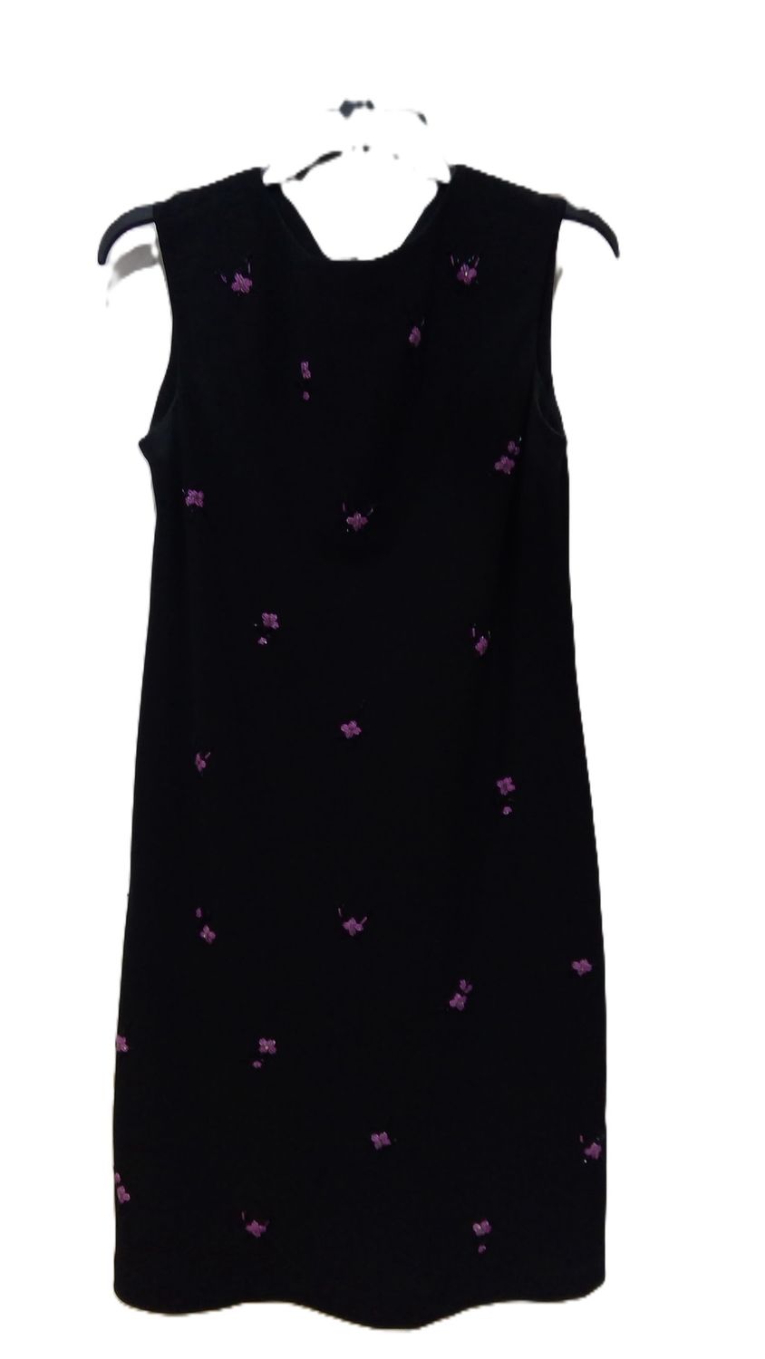 Black Sleeveless Dress With Floral Embellishments Size 10