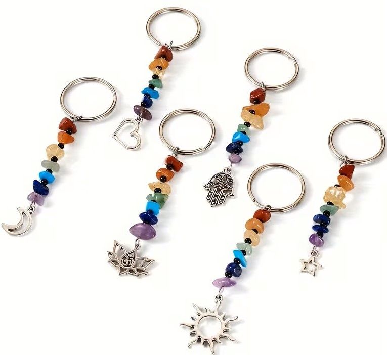 Gemstone Chip Keychains With Spiritual