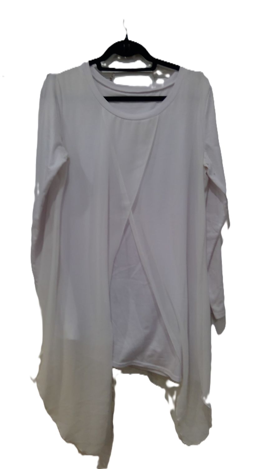 White Asymmetric Tunic Blouse Size l