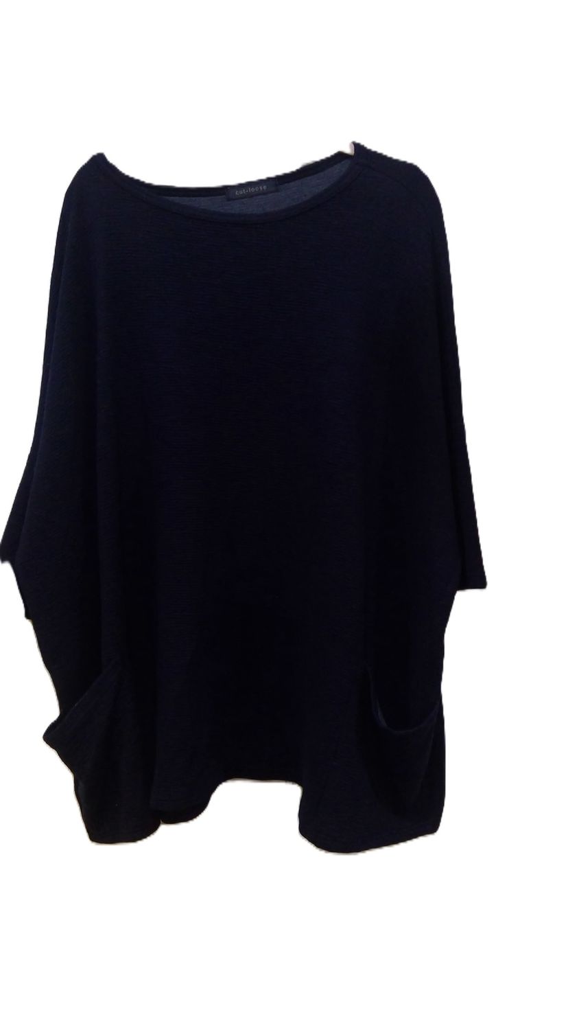 Cut Loose Oversized Dark Blue Dolman Sleeve Top