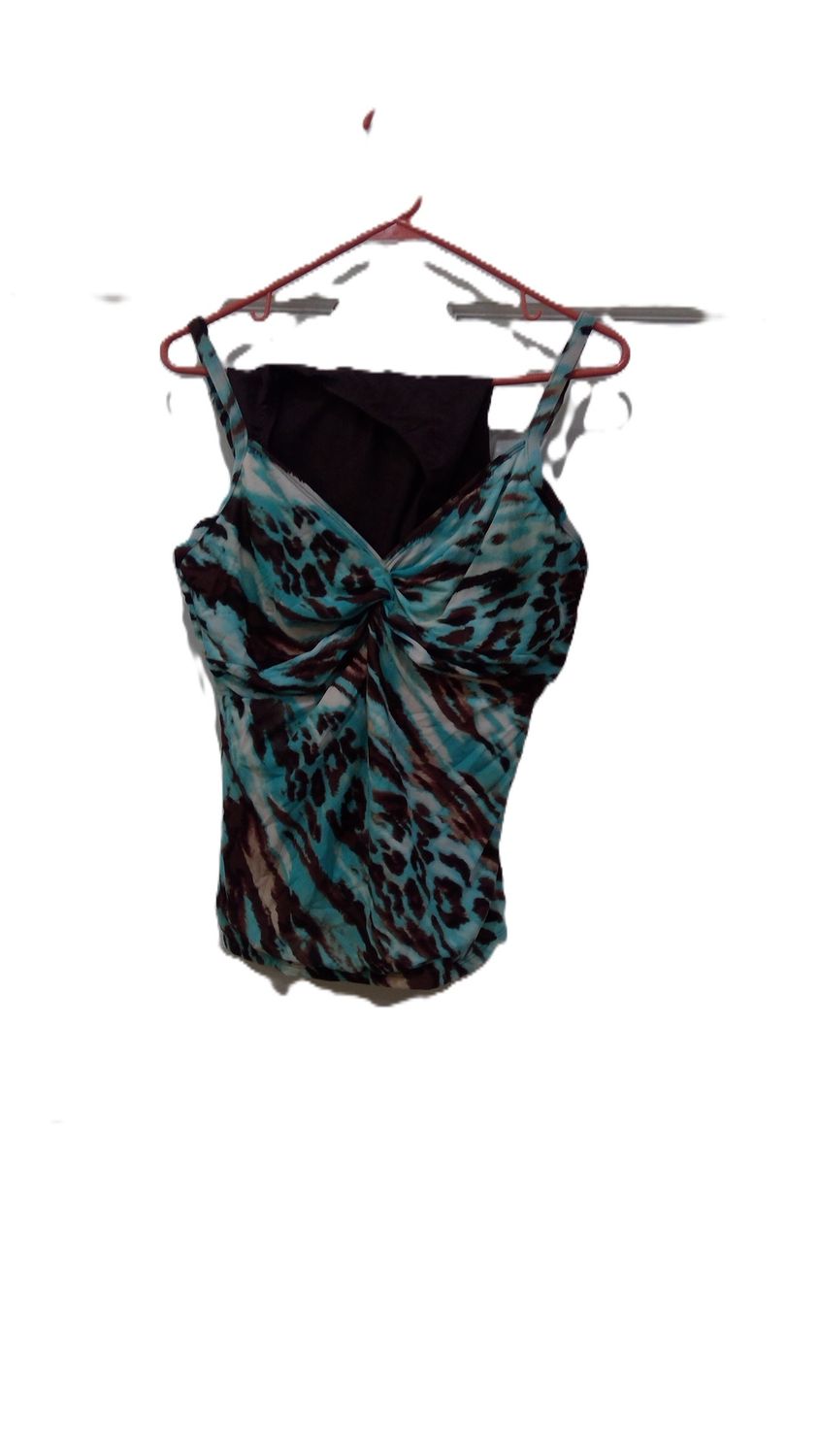 Turquoise And Brown Animal Print Swimsuit 2 Piece Size 1x