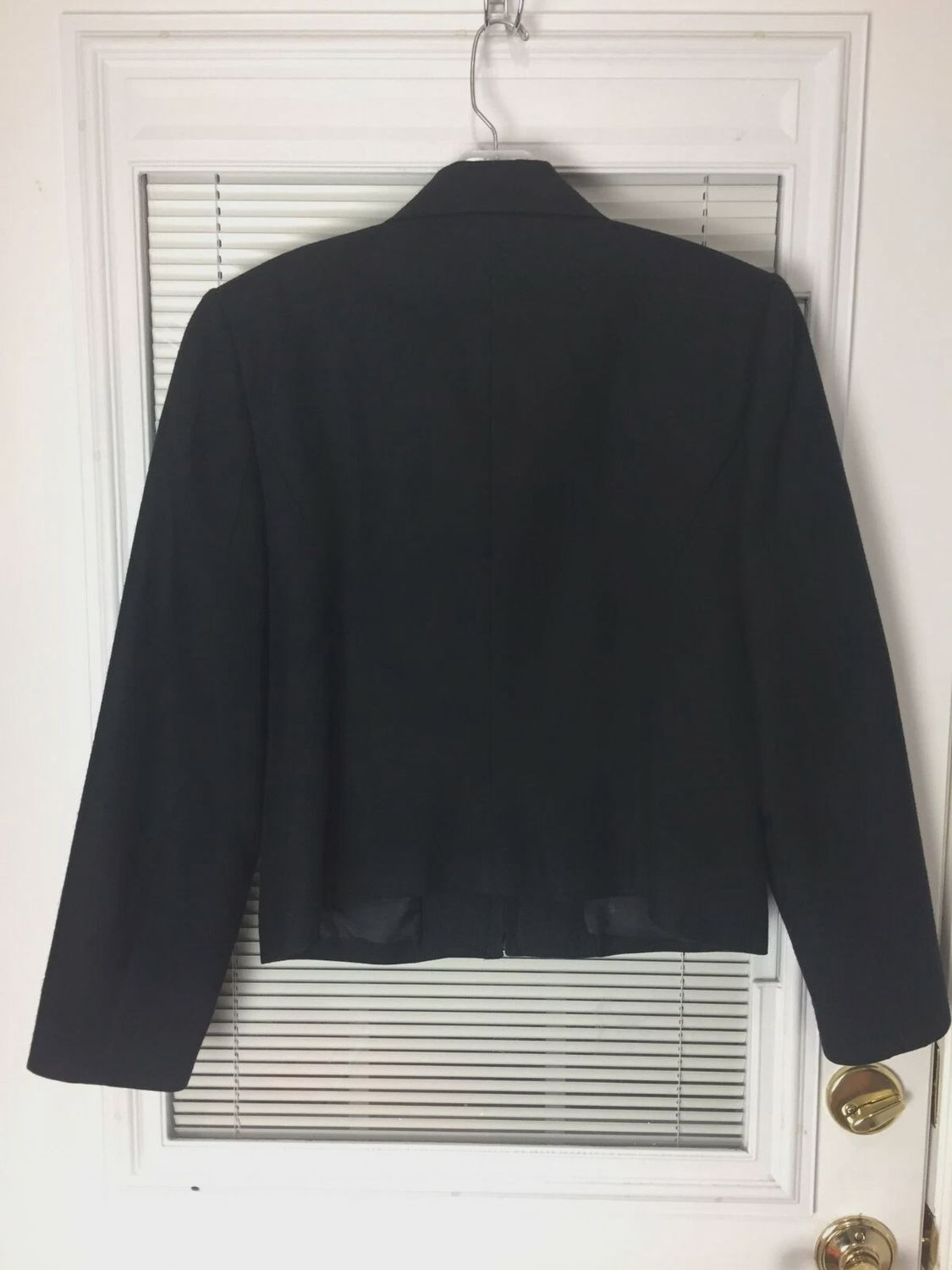 Amanda Smith Women's Black Pure Wool Front Zipper Blazer Jacket Size 12