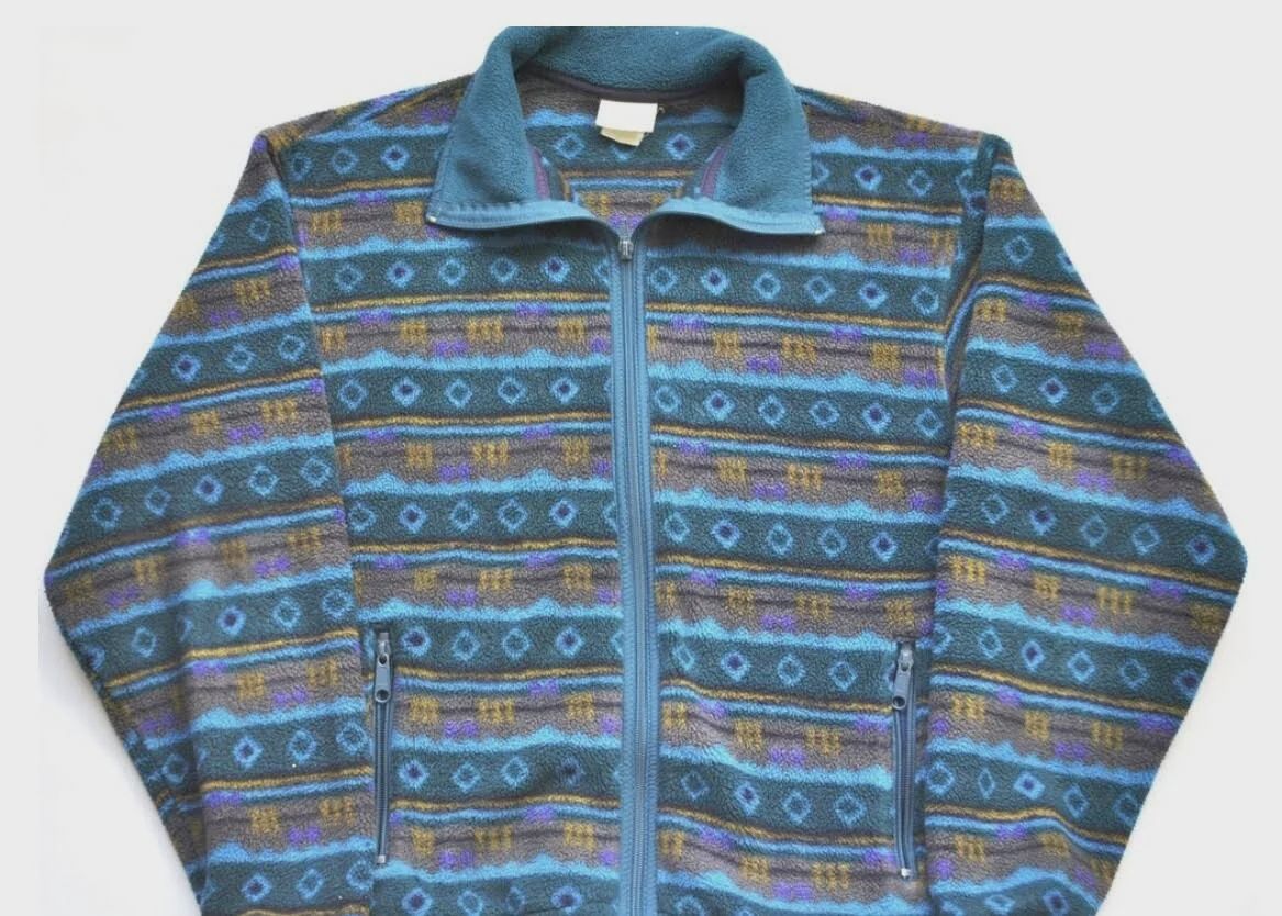 L.L. Bean Zip Pattern Aztec Fleece Vintage Size Large