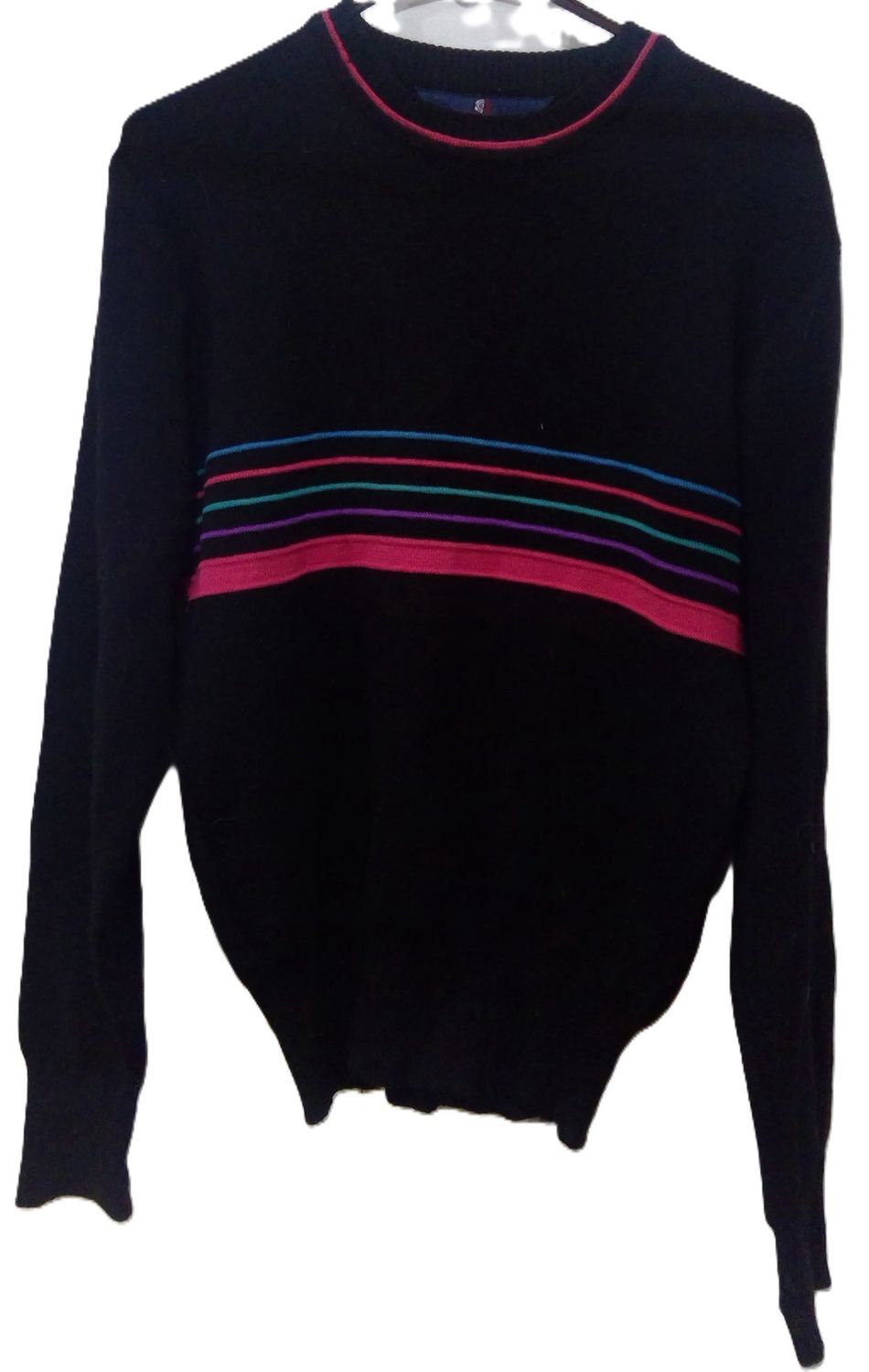 Herman's RN38760 Wool Sweater Black/Stripes - Medium