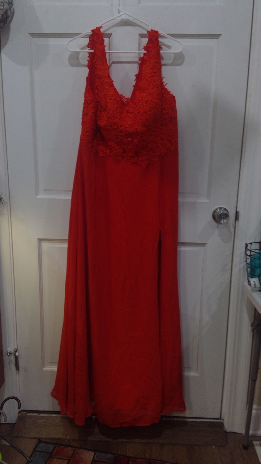 Red Prom Dress With Lace Size 20 Elegant