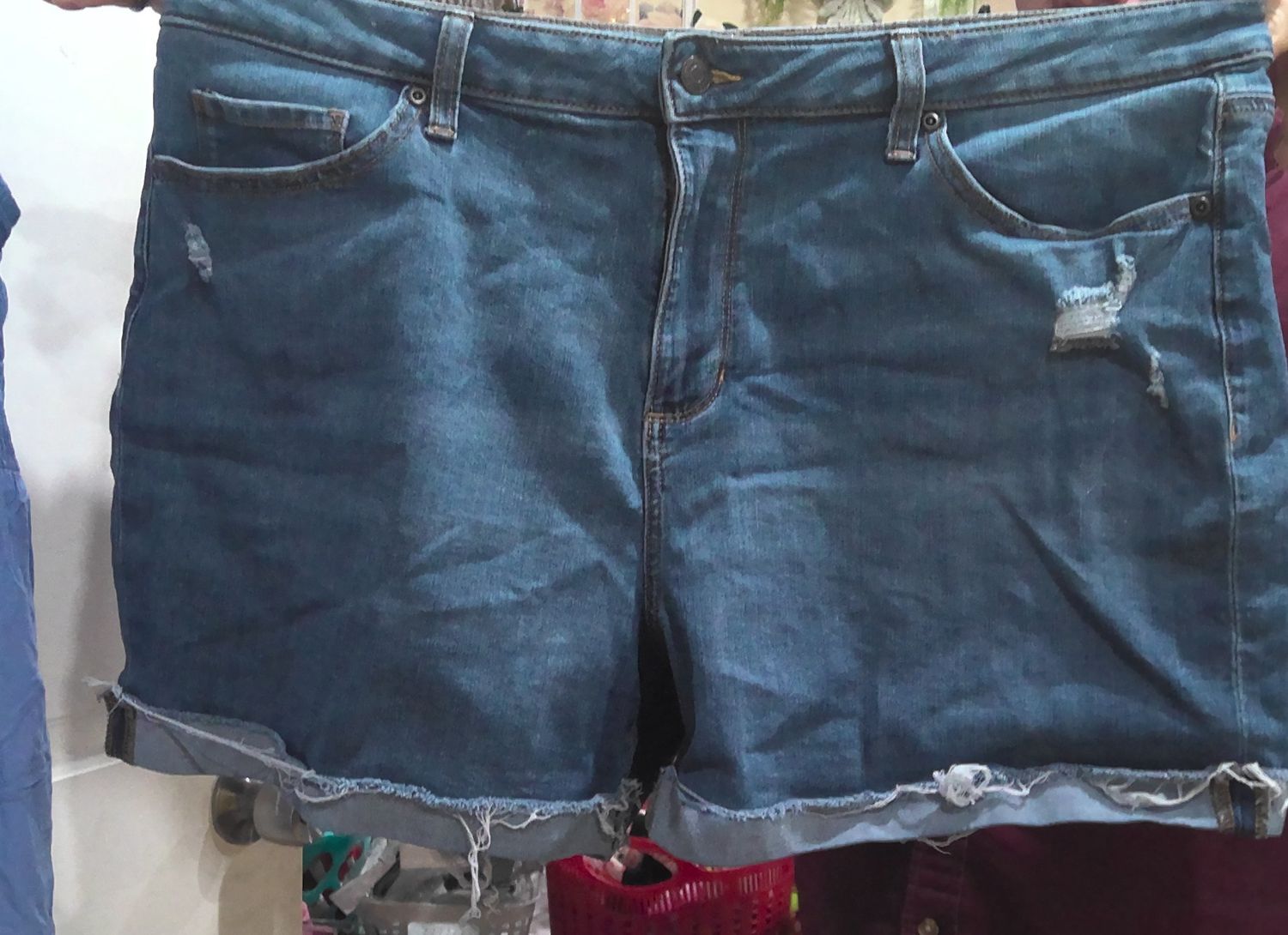 Blue Jean Shorts Size 18 W Destressing