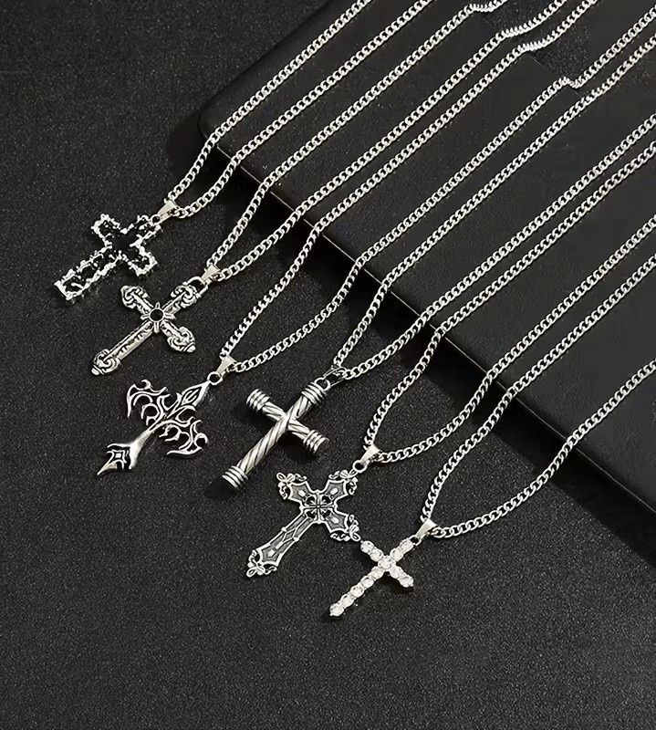 Stainless Steel Chain Cross  Necklace, Type: Black inside cross