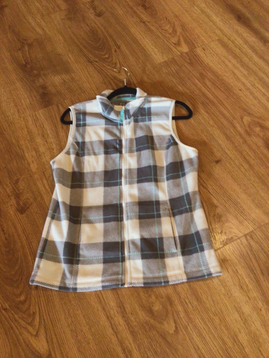 Made for Life Fleece Lightweight Zip Vest Plaid Gingham Size XL