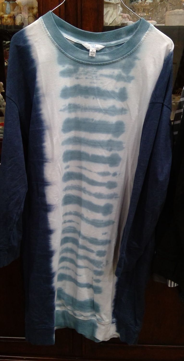 Time Tru Dye Tie Blue Sweatshirt Dress Size L
